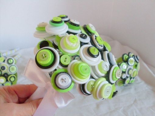 Custom Made Lime Green Buttons Bridal Bouquet