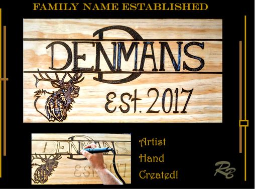 Custom Made Family Name, Sign, Custom, Wood,  Hand Created, Wood Anniversay Gift, Husband Gift, Elk,Rustic