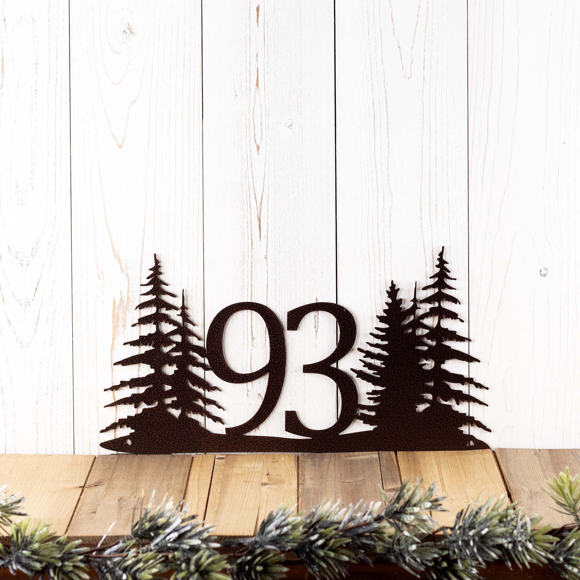 Buy Hand Made Custom Pine Trees House Number Metal Sign, 2 Digit, Pine ...