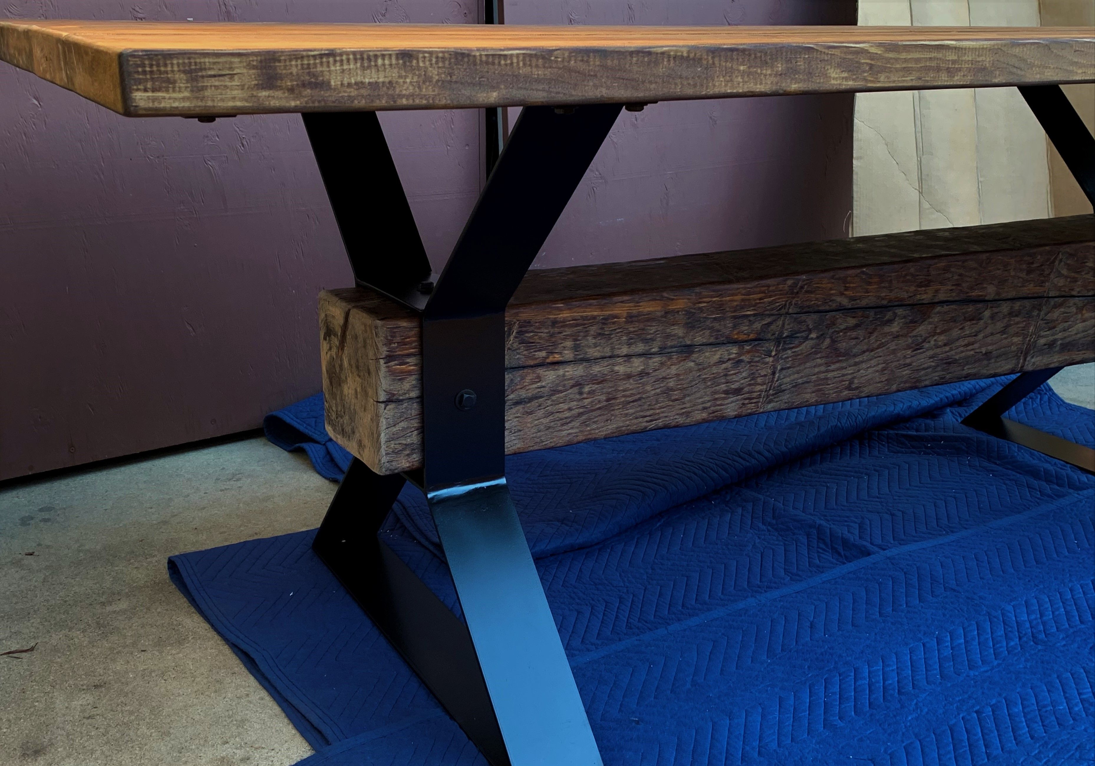 Hand Made Urban Industrial Farmhouse Table; Rustic Reclaimed Wood & Steel Dining Tables by