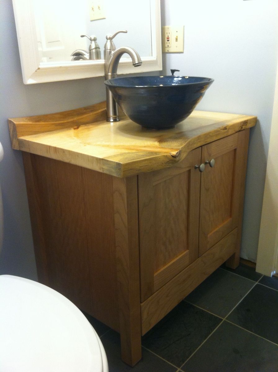 Hand Made Cherry Sink Cabinet With Walnut Top And Handcrafted