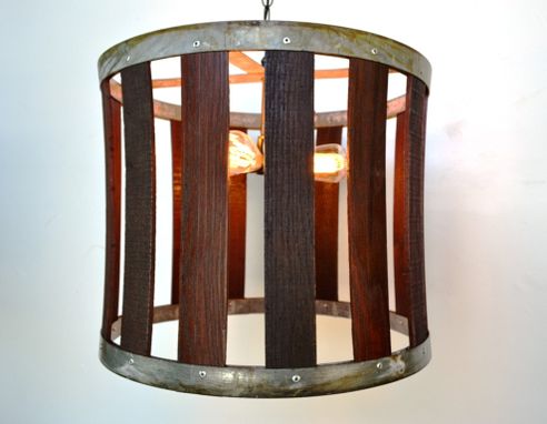 Custom Made Wine Barrel Chandelier - Drum - Made From Retired California Wine Barrels