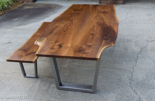 Custom Made Live Edge Walnut Dining Table With Steel Legs And Optional Bench