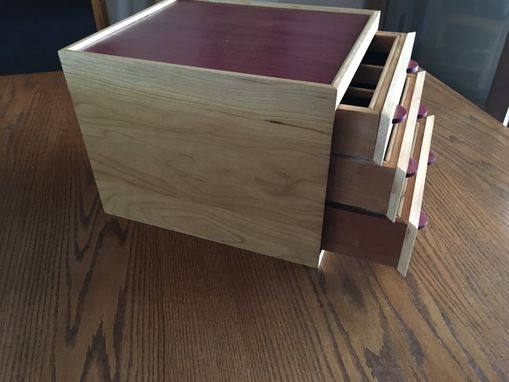 Custom Made Cherry And Purpleheart 3 Drawer Jewelry Box
