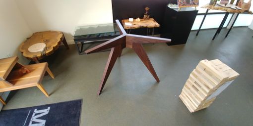 Custom Made Sue' Solid Walnut Tripod Base For 70 Inch Glass Tabletop