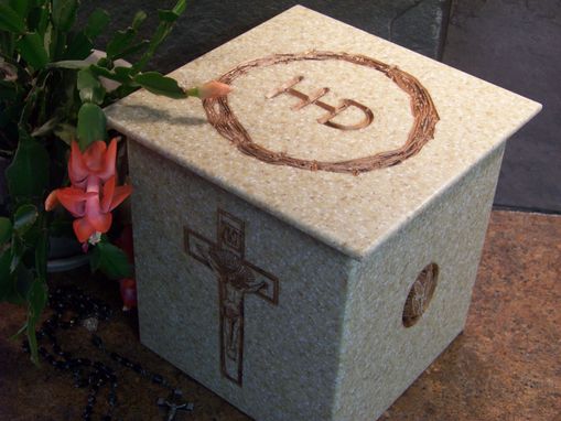 Custom Made Corian Urn With Crucifix