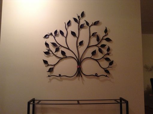 Custom Made Forged Steel And Copper Tree Wall Sculpture