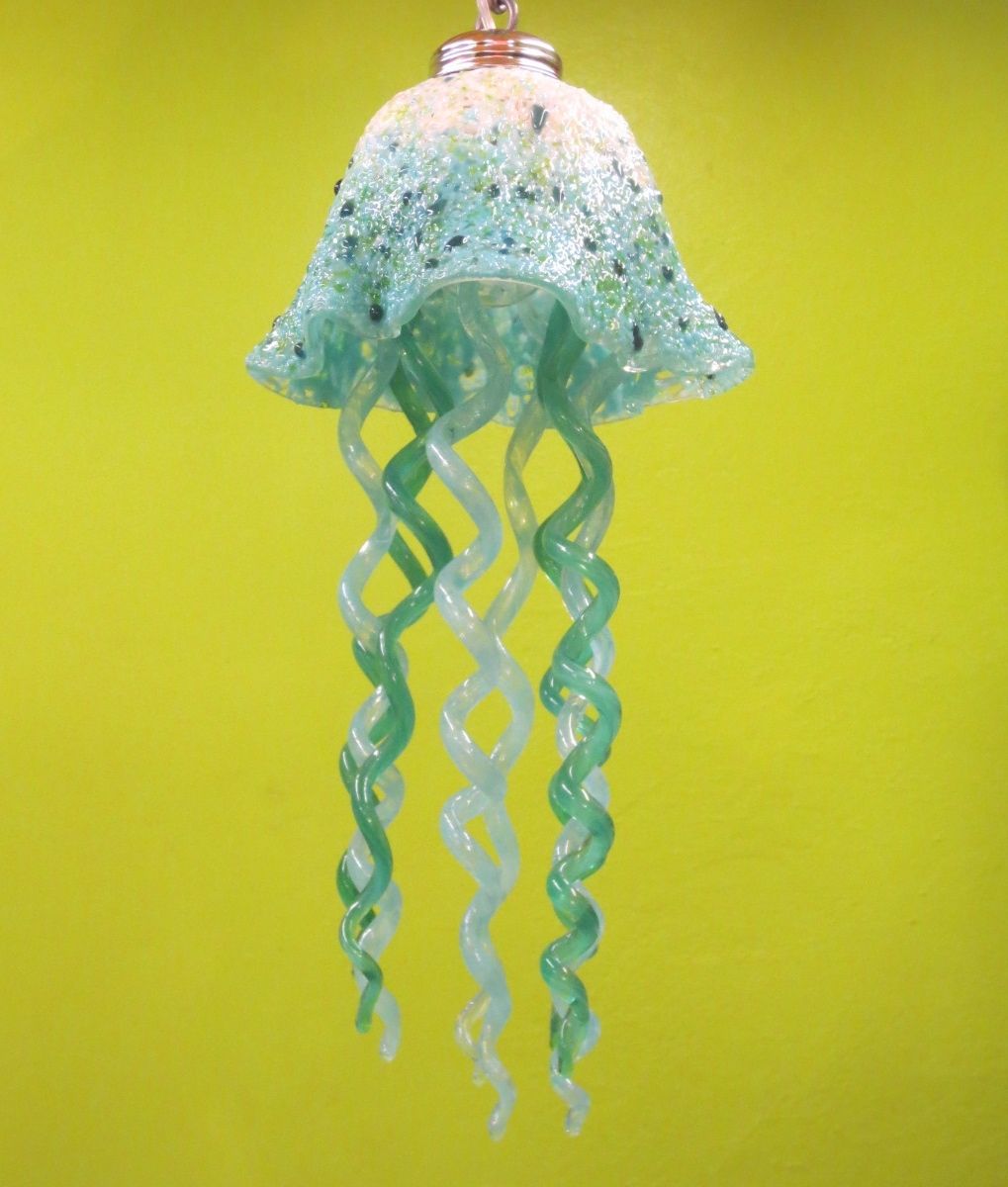 Buy Custom Jellyfish Pendant Light - Turquoise White Jellyfish - Blown ...