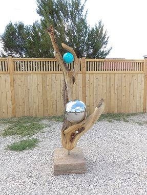 Custom Made "Blue Moon" Outdoor Sculpture Carved From Juniper Wood