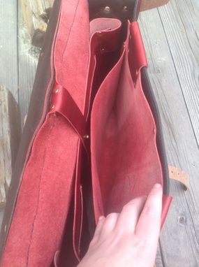 Custom Made Hand Tooled Jewel Toned Leather Messenger Laptop Bag