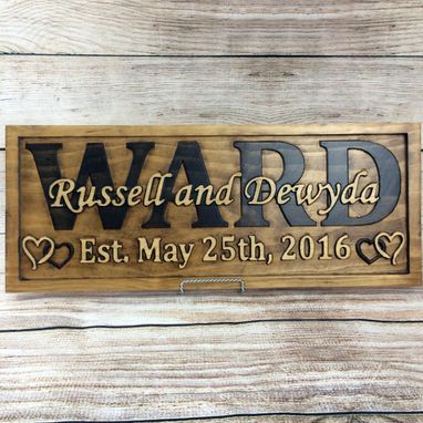 Custom Made Anniversary Sign Family Name Sign Last Name Sign Wood Sign Carved Wood Sign Rustic Decor