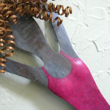 Custom Made Handmade Upcycled Metal Blonde Ballet Dancer Wall Art Sculpture