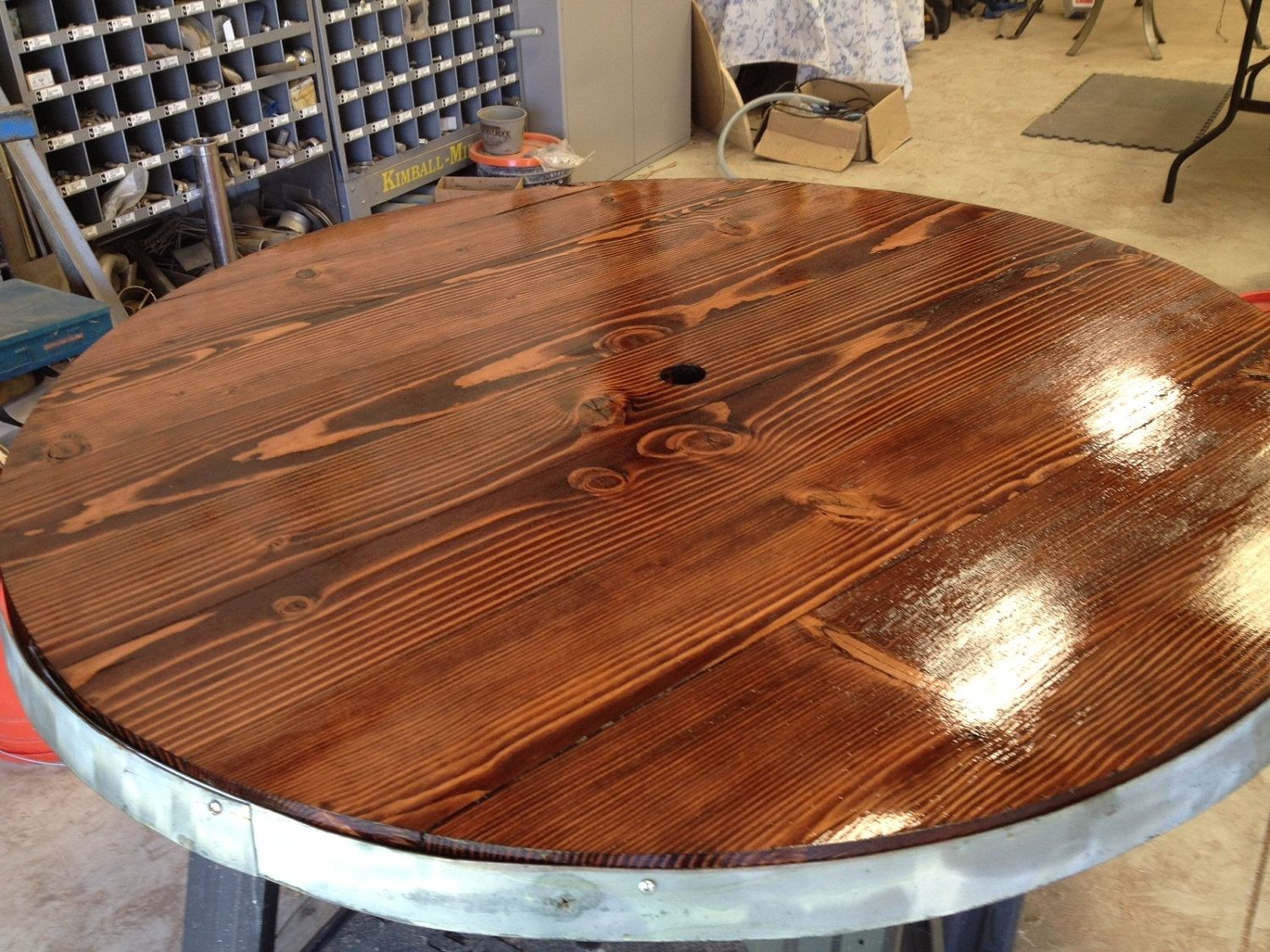 Hand Made Wine Barrel Umbrella Table Set by Wyld at Heart Customs