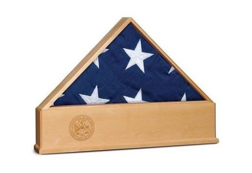 Custom Made Oak Us Flag Display Case With Engraved Us Army Emblem
