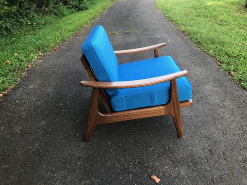 Custom Made Mid Century Style Walnut Accent Chair