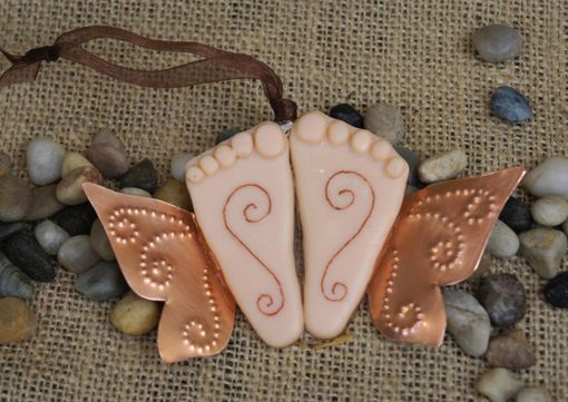Custom Made Winged Feet Fused Glass Ornament