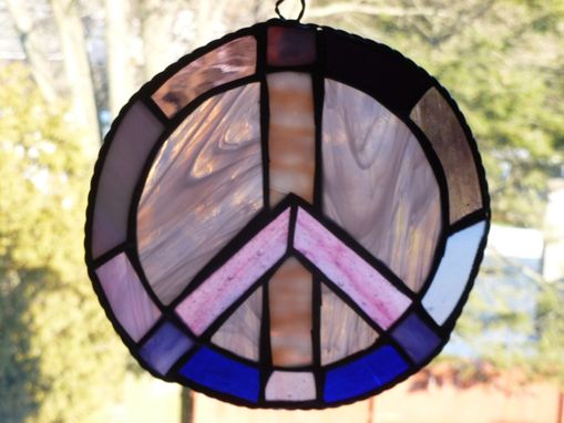 Custom Made Multicolored Stained Glass Peace Sign