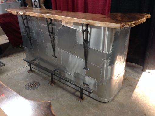Custom Made Walnut Slab And Metal Bar by Saw Tooth Designs ...
