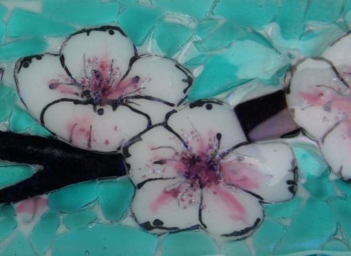 Custom Made Cherry Blossom B- Fused Glass Channel Plate