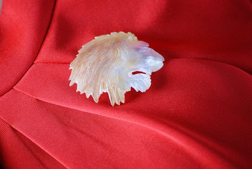 Custom Made Art Deco Carved Mother Of Pearl Lion