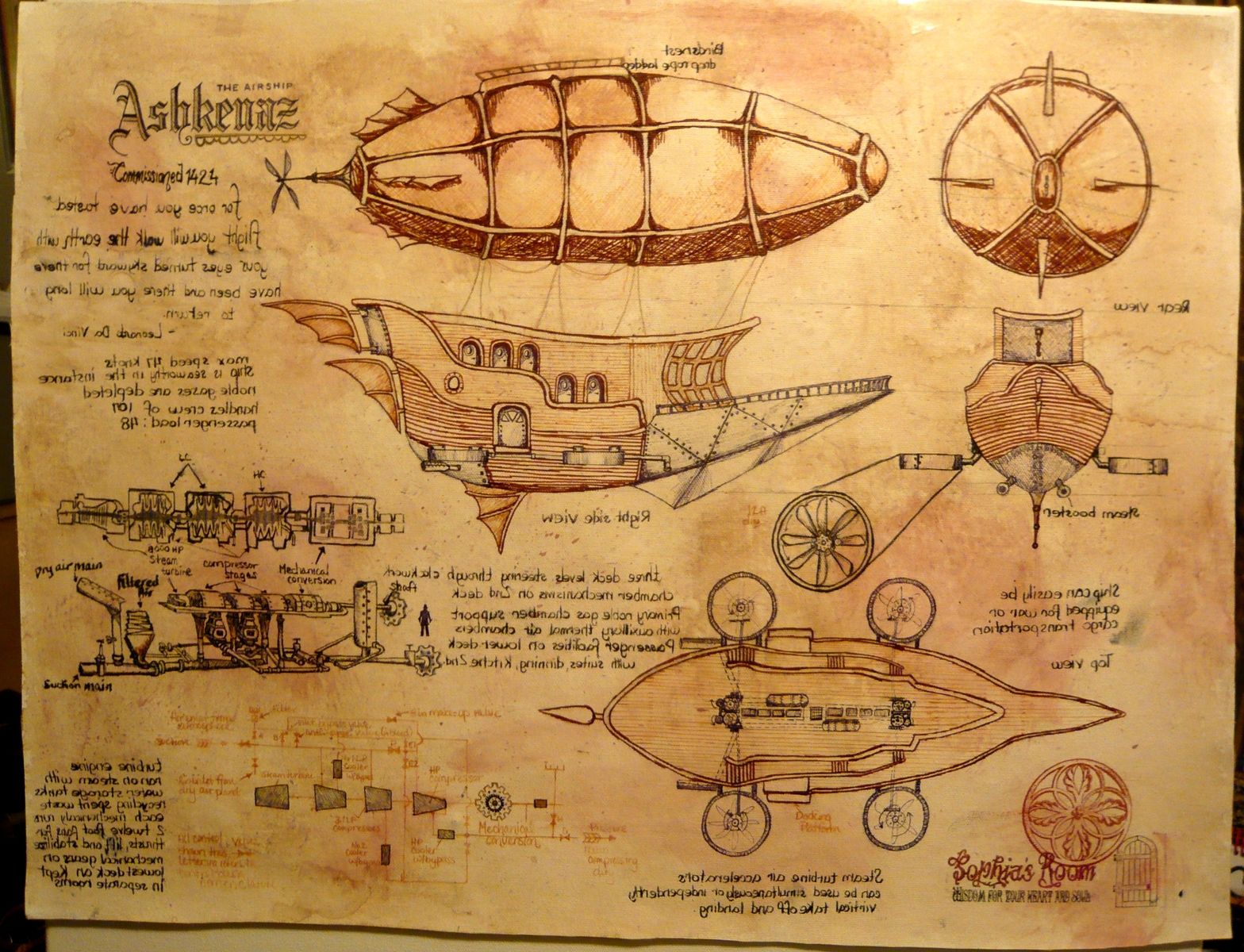 steampunk blimp drawing