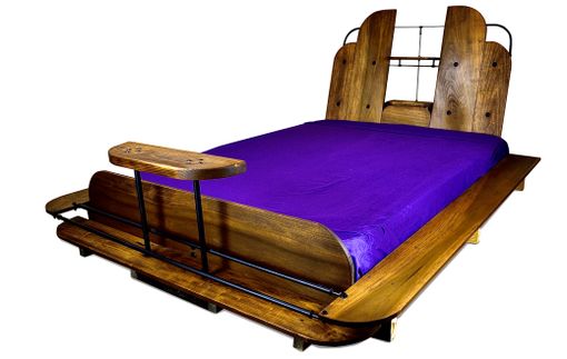 Custom Made Custom Contemporary Modern Wood And Metal Bed And Shoe Rack
