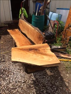 Custom Made Live Edge Butternut Wood Bench