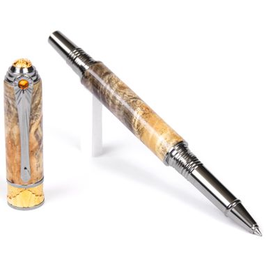 Custom Made Lanier Art Deco Fountain Pen - Buckeye Burl - Af6w20