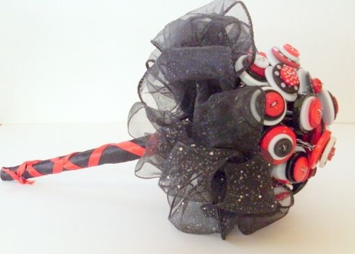 Custom Made Red, Black, And White Buttons Bridal Bouquet "Let's Dance"