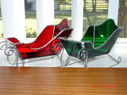 Custom Made Stained Glass Santa Sleds - Mid Sized