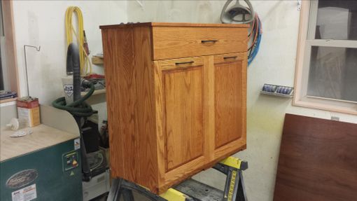 Custom Made 2 Bin Trash Or Recycling Cabinet With Drawer