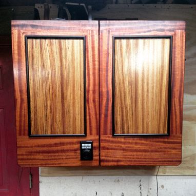Custom Made African Mahogany And Zebrawood Cabinet With Wenge Trim