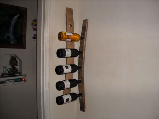 Custom Made Hanging Corner Wine Racks Made From Barrel Staves