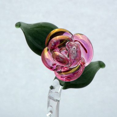 Custom Made Handcrafted Glass Rose Ornament "Forever Untamed Rose''