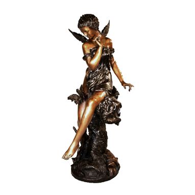 Custom Made Angel Woman W Butterfly, Bronzefountain