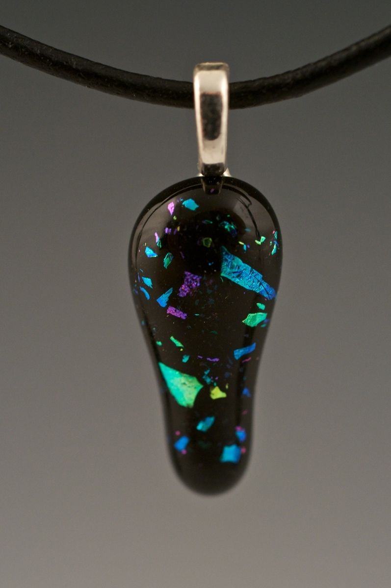 Hand Crafted Dichroic Fused Glass Pendant by JD Ceramic Design