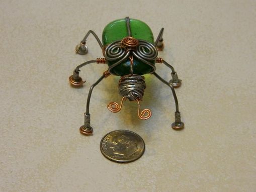 Custom Made Recycled Glass And Wire Beetle