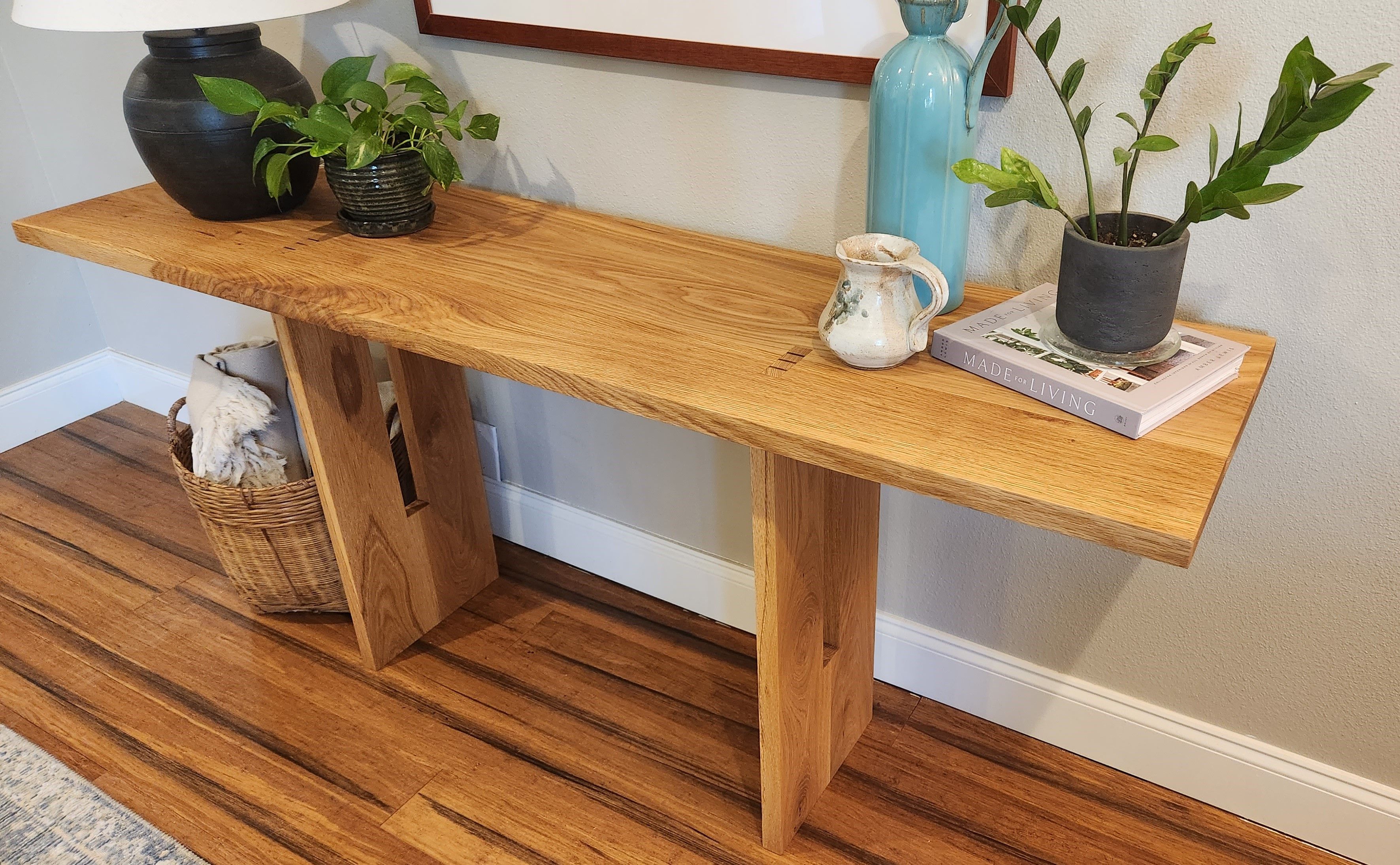 Buy Hand Crafted Solid White Oak HandMade Custom Console Table, made
