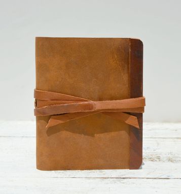Custom Made Leather Bound Handmade Journal Western Travel Diary Silkscreen Art Notebook