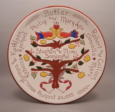 Custom Made Customized Redware Family Tree Plate