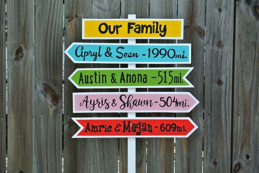 Custom Made Our Family Wood Directional Sign Garden Decor Sign Post Personalized. Christmas Gift Idea