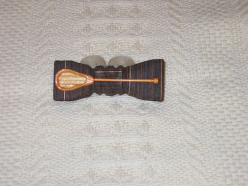 Custom Made Sport Bow Tie - With Lacrosse Racket In Wood