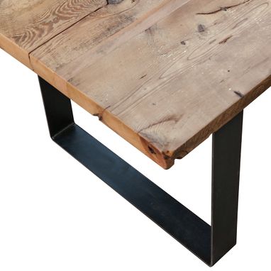 Custom Made Rustic Modern Industrial Style Reclaimed Wood And Steel Dining Table Or Desk