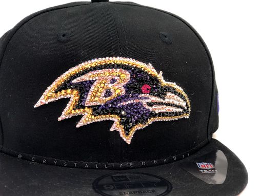 Custom Made Baltimore Ravens Nfl Crystallized Snapback Baseball Cap Genuine European Crystals Bedazzled