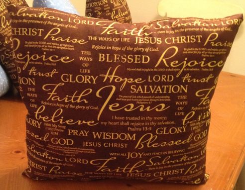 Custom Made Brown And Gold Christian Resting Pillow