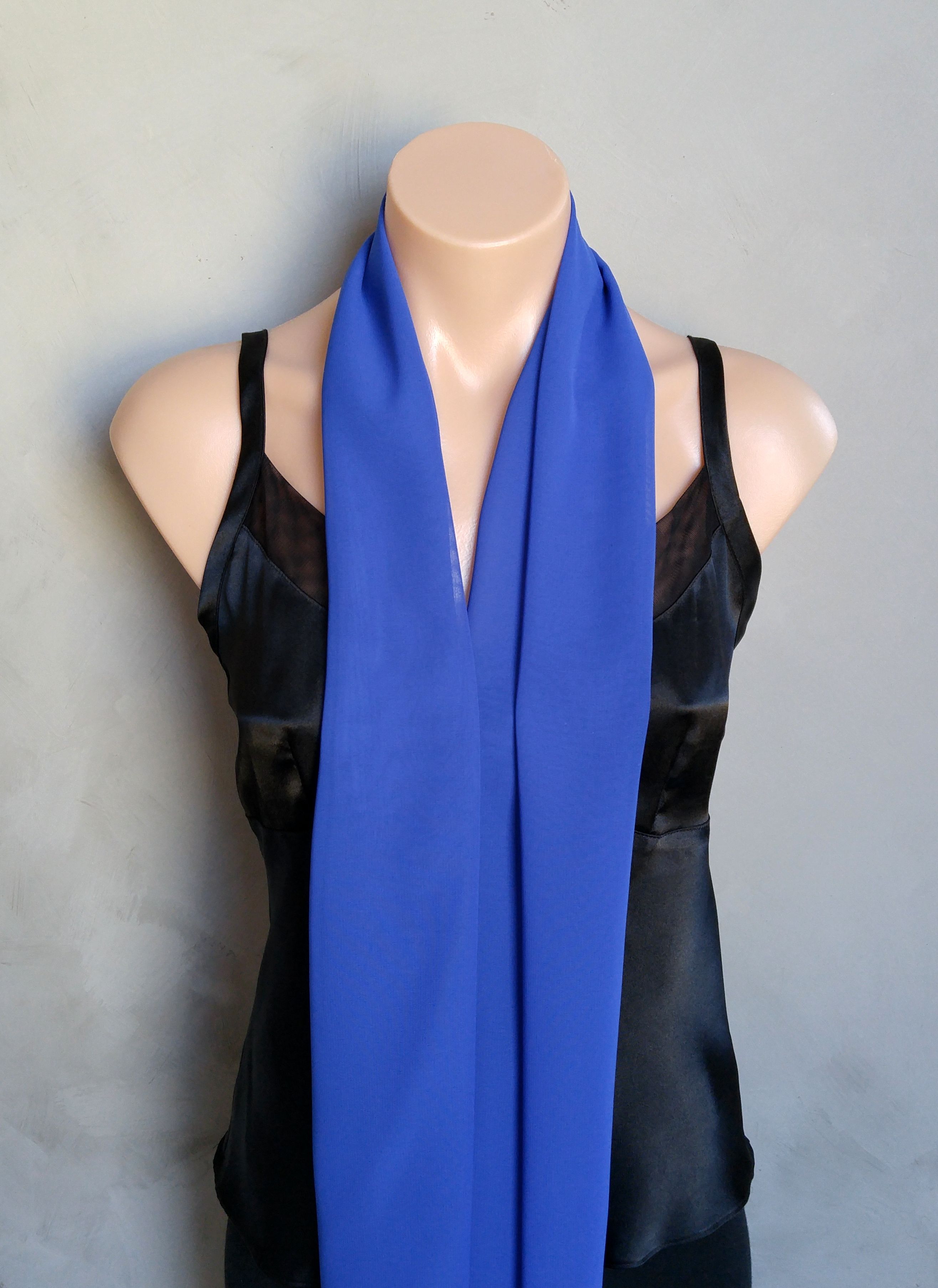 Custom Made Royal Blue Chiffon Scarf by All Seasons Boutique