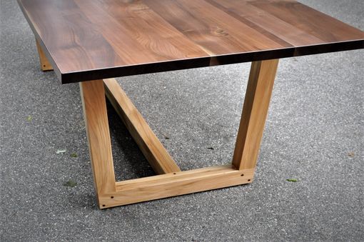 Custom Made Modern Elm And Walnut Dining Table
