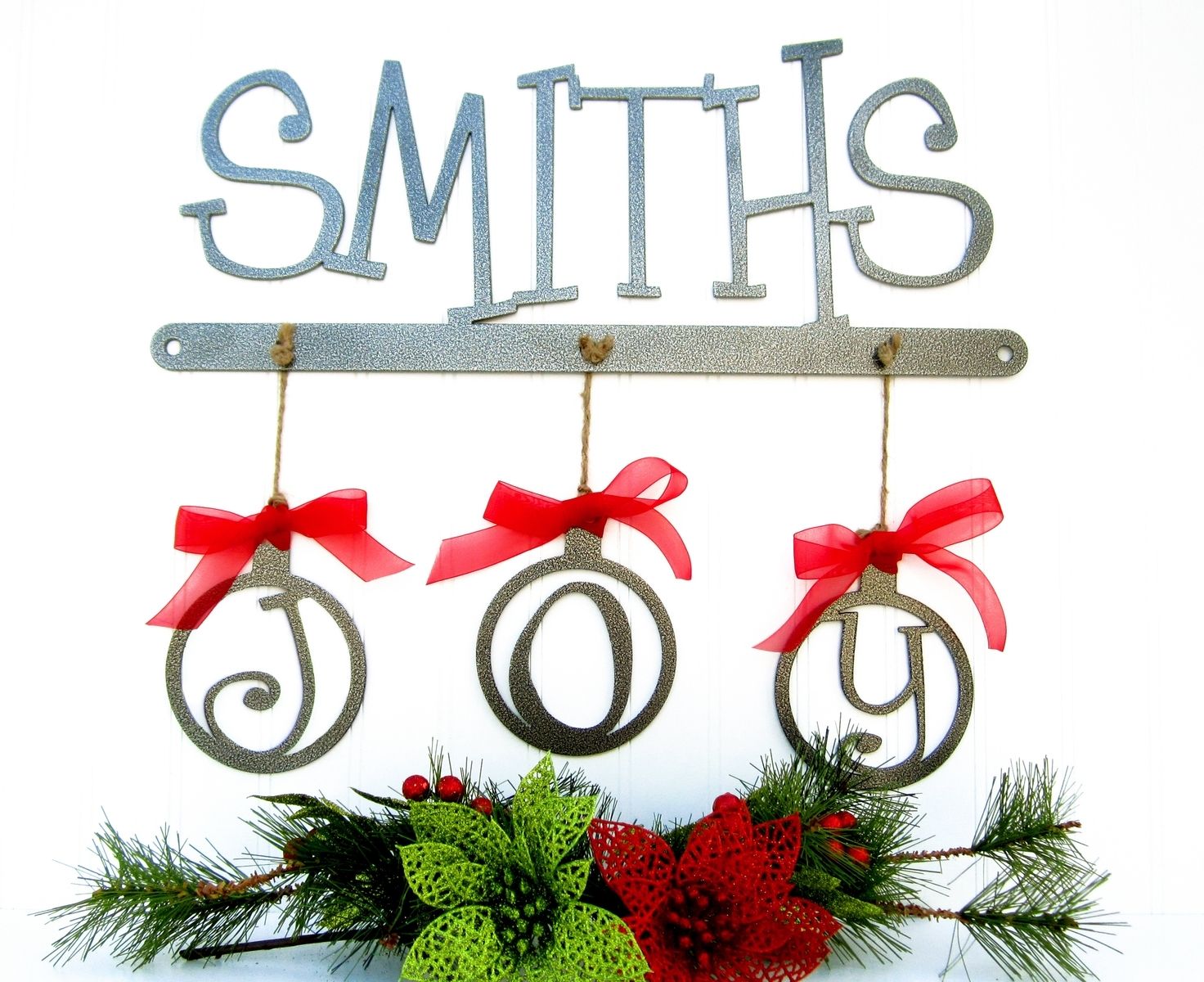 Buy a Handmade Custom Christmas Family Last Name Metal Sign, made to order from Refined ...