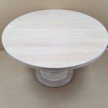 Custom Made White Oak Dining Table With Cannonball Post
