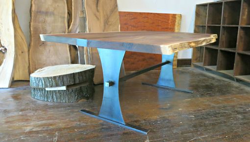 Custom Made Book Matched Walnut And Steel Dining Table